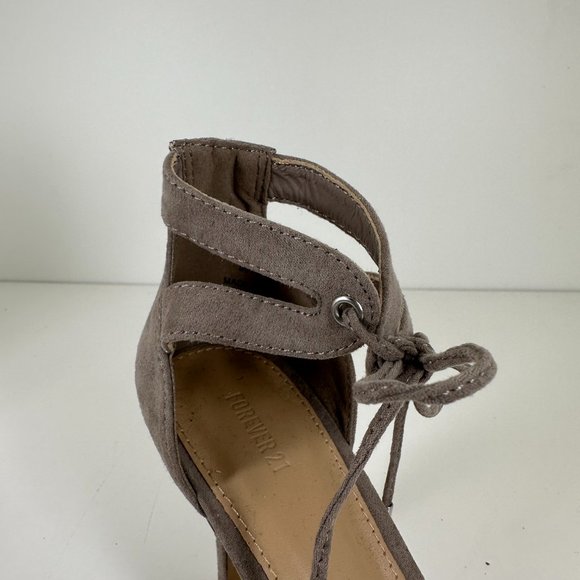 F21 Grey Heels with Tie | 6.5 - Picture 2 of 3